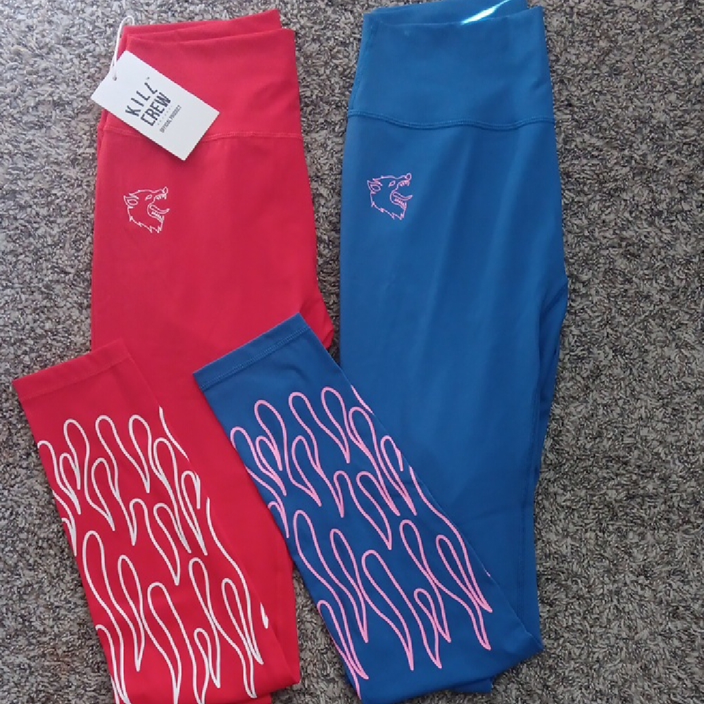 Kill Crew Womens Red and Blue Flame Leggings